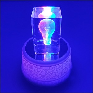 LED 회전오르골(뮤직박스)-무지개 크리스털 입체 전구